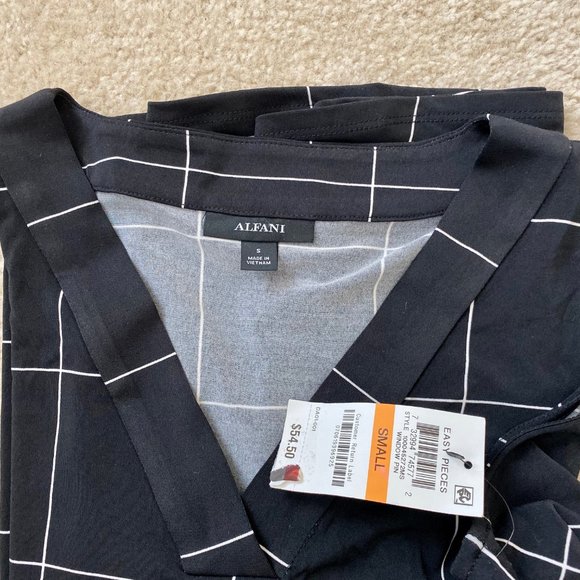 NWT Alfani Black Striped Tank Blouse - Picture 3 of 3